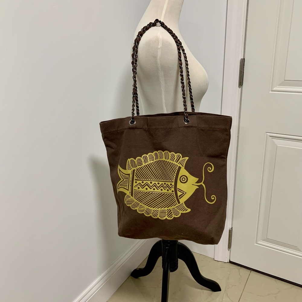 Jessica Kagan Cushman - Cotton Canvas Tote Bag Wuth Chain Handle